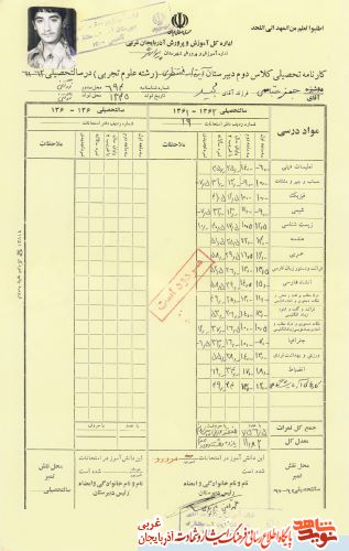 اسناد/مدارک شهید «جعفر عباسی»